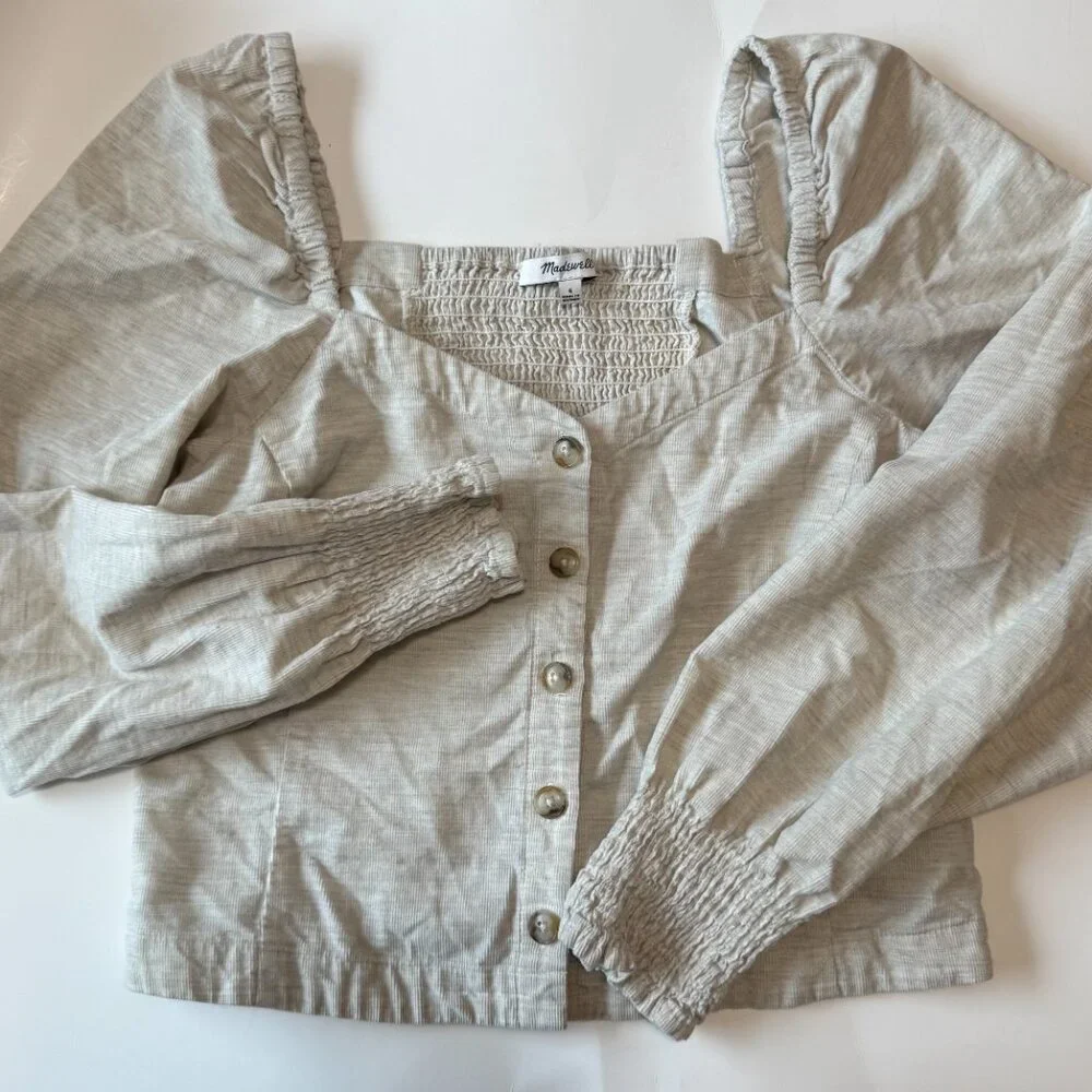 Madewell Corduroy Sweetheart Smocked-Back Top Women's‎ Size 6
